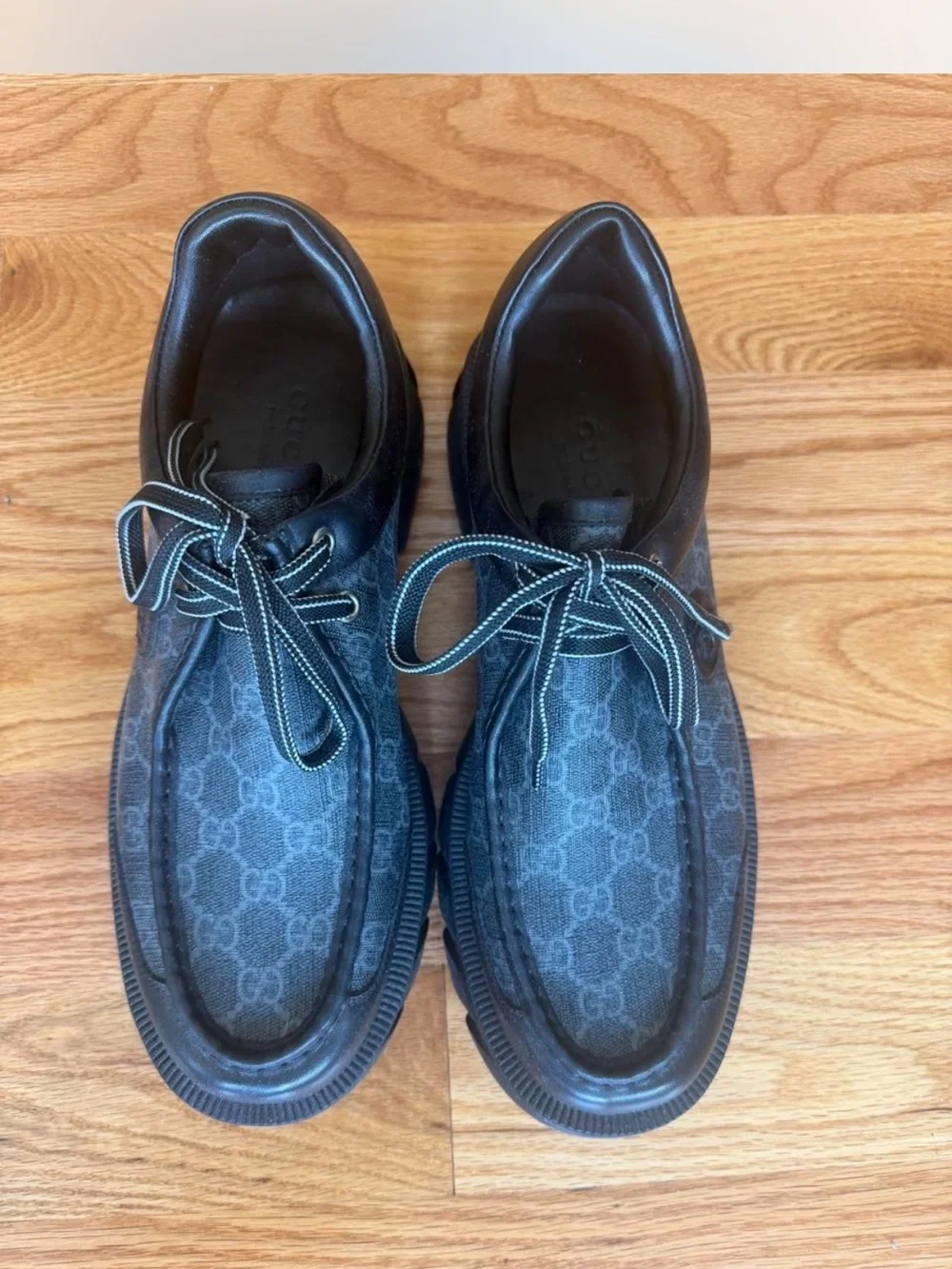 Gucci Men's Black GG Logo Lace-Up Sneakers